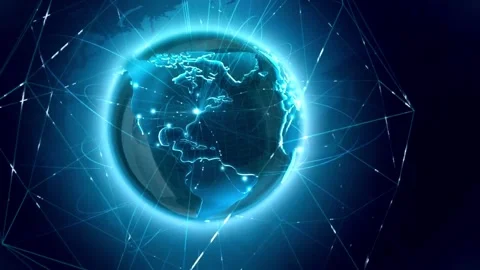 Planet Earth rotating with connections and information transfer animation Global Stock-Footage 334652104