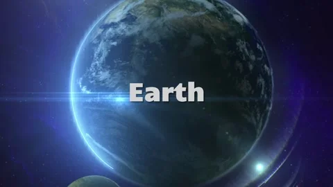 Planet Earth rotating in deep space with glowing light effects and digital Stock Footage 346359299
