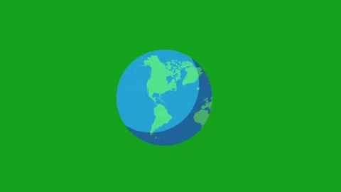 Planet earth rotating on green screen background animation in 2d flat style Stock Footage 329905420