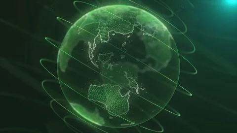 Planet earth rotating loop animation future technology business concept Stock Illustration