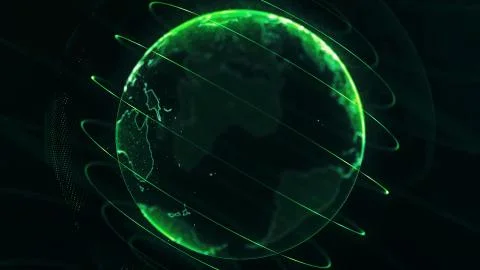 Planet earth rotating loop animation future technology business concept Stock Illustration