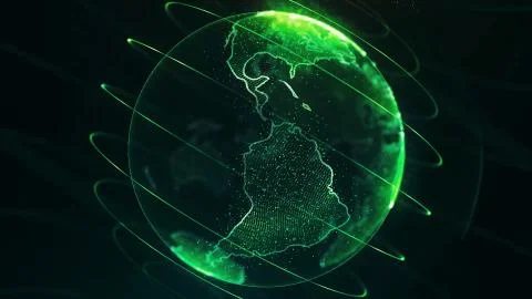 Planet earth rotating loop animation future technology business concept Stock Illustration