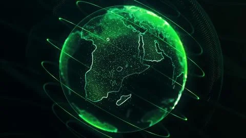 Planet earth rotating loop animation future technology business concept Stock Illustration