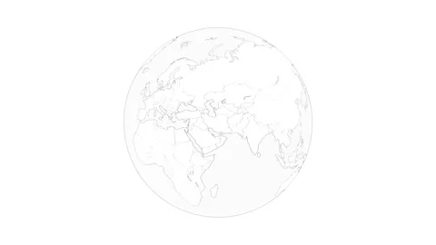 Planet Earth rotating, outline in black and white, looped motion graphics Stock Footage 198214947