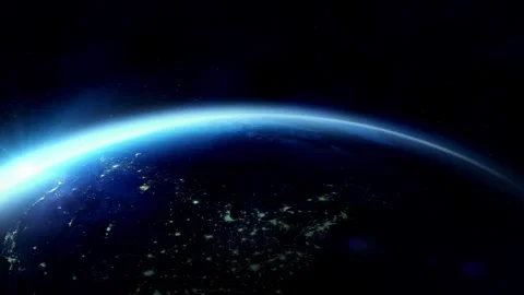 Planet Earth rotating, showing night from space with city lights Stock Footage 308497720