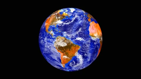 Planet Earth rotating in space, solar system world in front of the stars Stock Footage 131304694