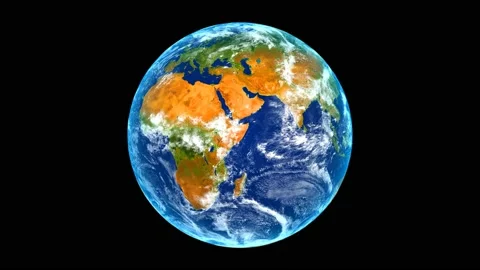 Planet Earth rotating in space, solar system world in front of the stars Video stock 131308106