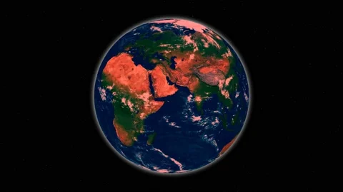 Planet Earth rotating in space, solar system world in front of the stars Video stock 131319517