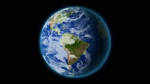 Planet Earth rotating in space, solar system world in front of the stars Stock Footage 131363335