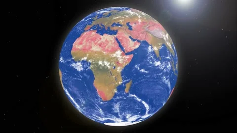 Planet Earth rotating in space, solar system world Stock Footage 131445603