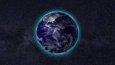 Planet Earth Rotation. Dark side of the Earth globe. Stock Footage 263993689