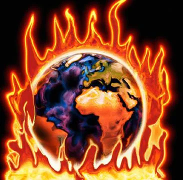 Planet earth seen burning Stock Illustration