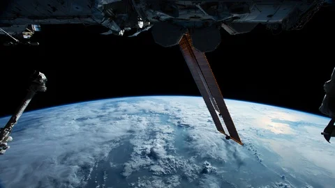 Planet Earth seen from the ISS.  Elements of this video furnished by NASA. Stock Footage 106726878