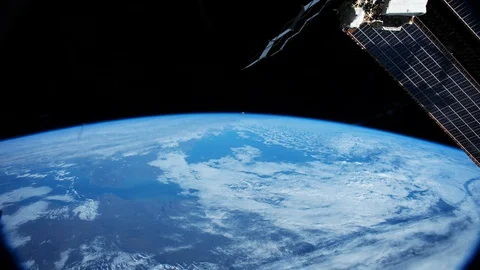 Planet Earth seen from the ISS.  Elements of this video furnished by NASA. Stock Footage 106747403