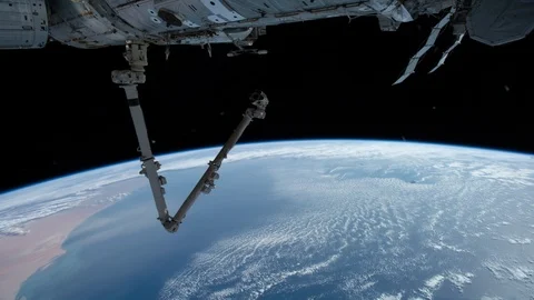 Planet Earth seen from the ISS.  Elements of this video furnished by NASA. Stock Footage 106750779