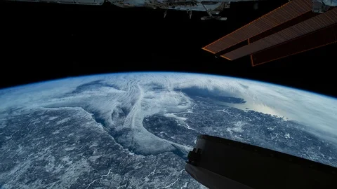 Planet Earth seen from the ISS.  Elements of this video furnished by NASA. Stock Footage 106867850