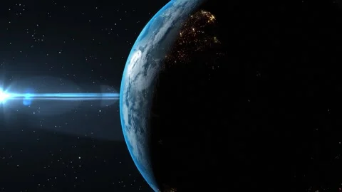 Planet earth seen rotation with moon and stars glitter from space. 库存影片 344091098