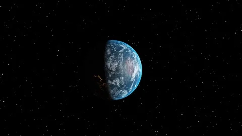 Planet earth seen rotation with moon and stars glitter from space. 库存影片 344091124