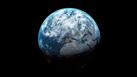 Planet earth seen rotation with moon and stars glitter from space. 库存影片 344091128