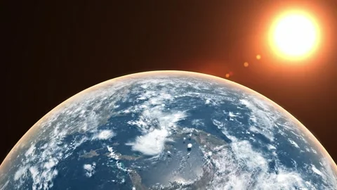 Planet earth seen rotation with moon and stars glitter from space. 動画素材 344091342