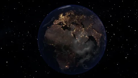 Planet earth seen from space at night. europe at night in space. Stock Footage 304890386