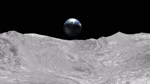 Planet Earth seen from the surface of the Moon in 4k video Stock Footage 168159015