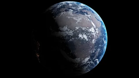 The Planet Earth with shading is rotating on black screen. Isolated  Stock Footage 98158352