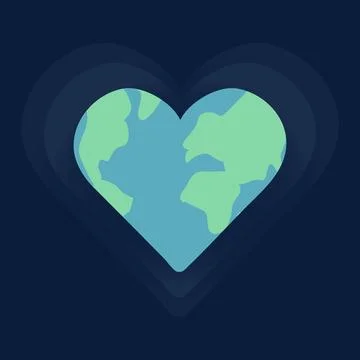 Planet Earth in the shape of a heart in outer space. Earth Day Poster. Isol.. Stock Illustration