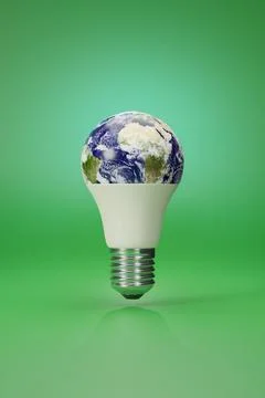 Planet earth shaped like an electric LED bulb. 3d illustration. Stock Illustration