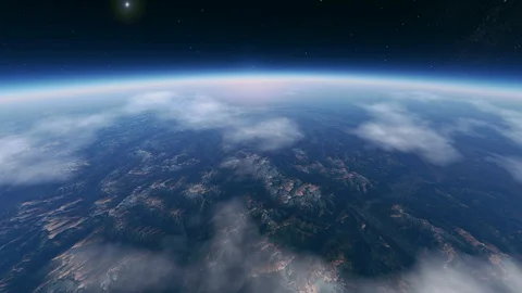Planet earth shot horizon line shown galaxy and stars  after effects 4k Stock Footage