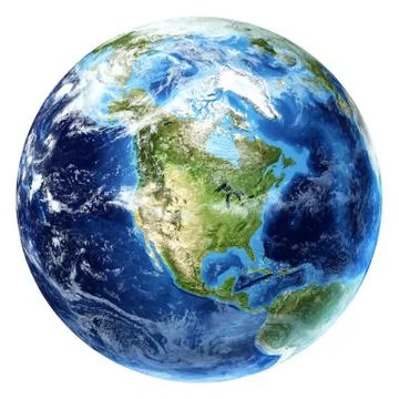 Planet earth with some clouds. north america view. Stock Illustration