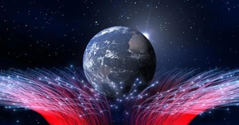 Planet earth in space. 3D render Illustrazione stock