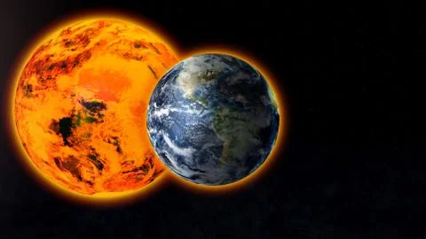 Planet Earth in space against the backdrop of the bright Sun. Stock Illustration