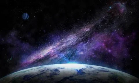 Planet earth from space and nebula Stock Illustration
