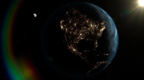 Planet earth in space close starry background cosmic solar stars the world Stock Photos