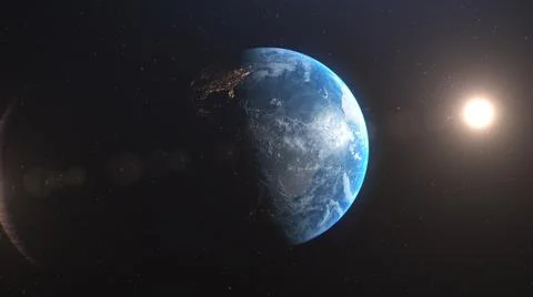 Planet earth in space with dark background with stars. Stock Illustration