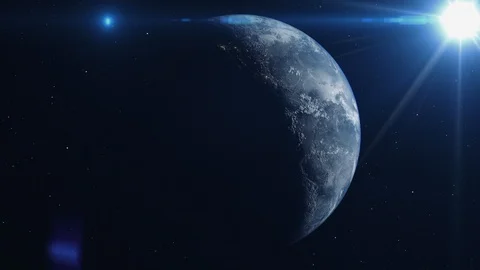 Planet Earth Space Global View and Sun in the Background Video stock 111996967