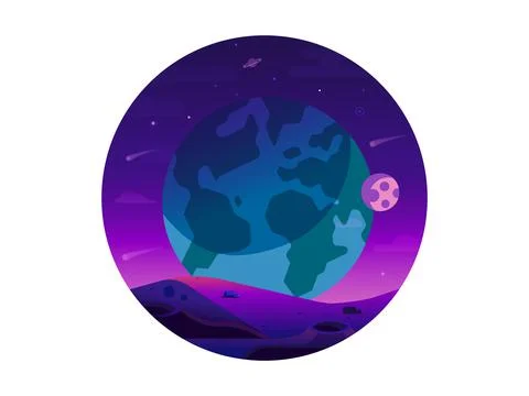 Planet Earth Space Icon in Gradient Design Stock Illustration