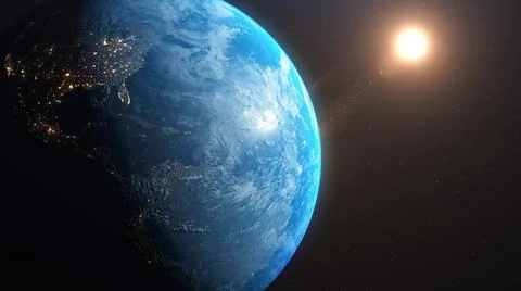 Planet earth in space with illumination of cities. S Stock Illustration