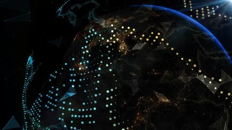 Planet earth from the space at night. Elements of this image furnished by NASA - Illustrazione stock