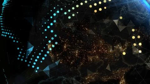 Planet earth from the space at night. Elements of this image furnished by NASA - Illustrazione stock