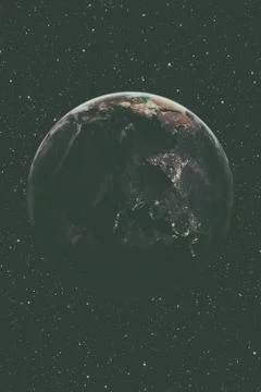 Planet Earth from space at night. Elements of this image furnished by NASA 库存照片