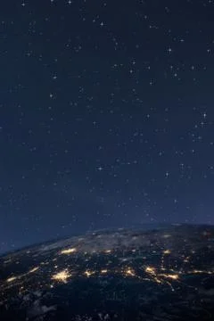 Planet earth from the space at night.  Stock Photos