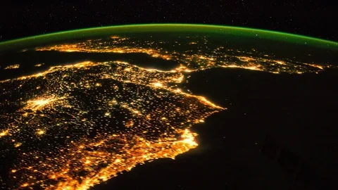 Planet Earth from Space at night, point of view from the ISS Stock Footage 80419648