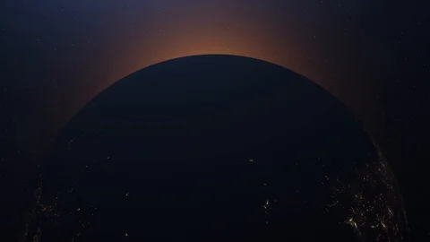 Planet earth from space. Realistic 3D rendering the World and rising sun,sunrise Stock Footage 115273514