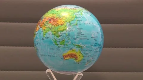 Planet Earth from space. Realistic world globe slowly revolves around its axis a Stock Footage 145203087