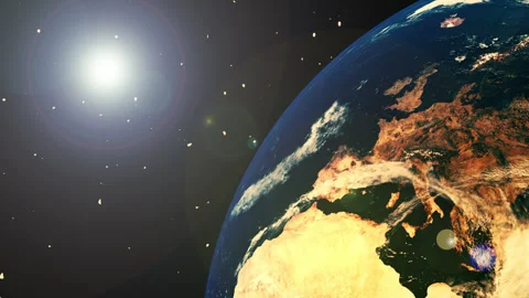 Planet earth in space with the sun in the background Stock Footage 327210504