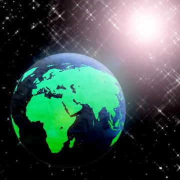Planet earth in space with sunlight Illustrazione stock
