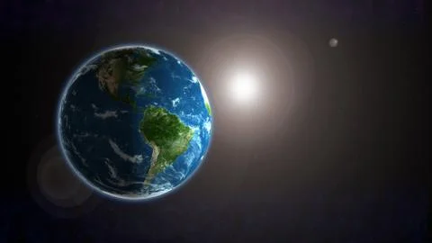 Planet earth in space with sunlight Stock Illustration