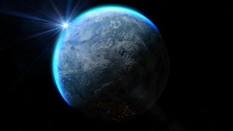 Planet Earth with a spectacular sunset. Elements of this image furnished by NASA Stock Illustration